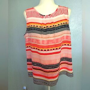 Christopher & Banks Vibrant Multicolor Striped Sleeveless Blouse Tank Top
